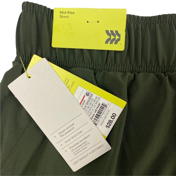 All in Motion Olive Green Lightweight Flex Stretch Woven Mid Rise Skort XS S M L - Picture 5 of 7